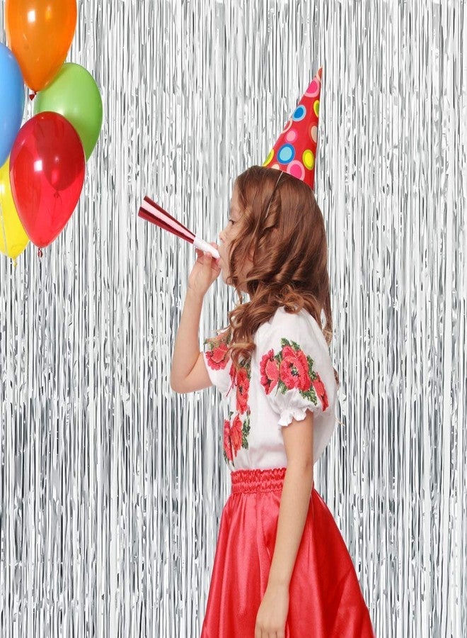 FESTIKO Festicko 3ft x 6ft 4 Pack Foil Curtains Metallic Fringe Curtains Shimmer Curtain for Birthday Wedding Party Christmas Decorations (Silver) - Image 3